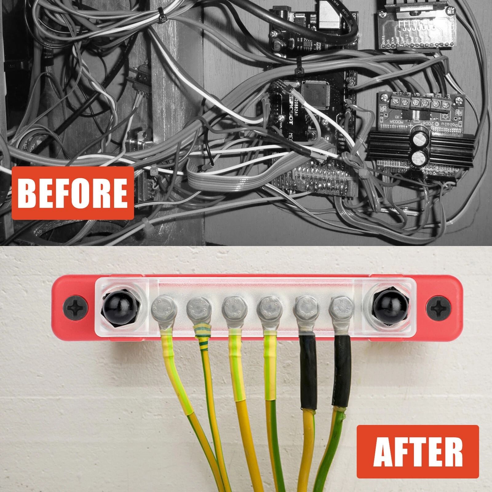 6Way Terminal Block Bus Bar 150A Power Distribution For Auto Car Boat  Marine with Cover 1