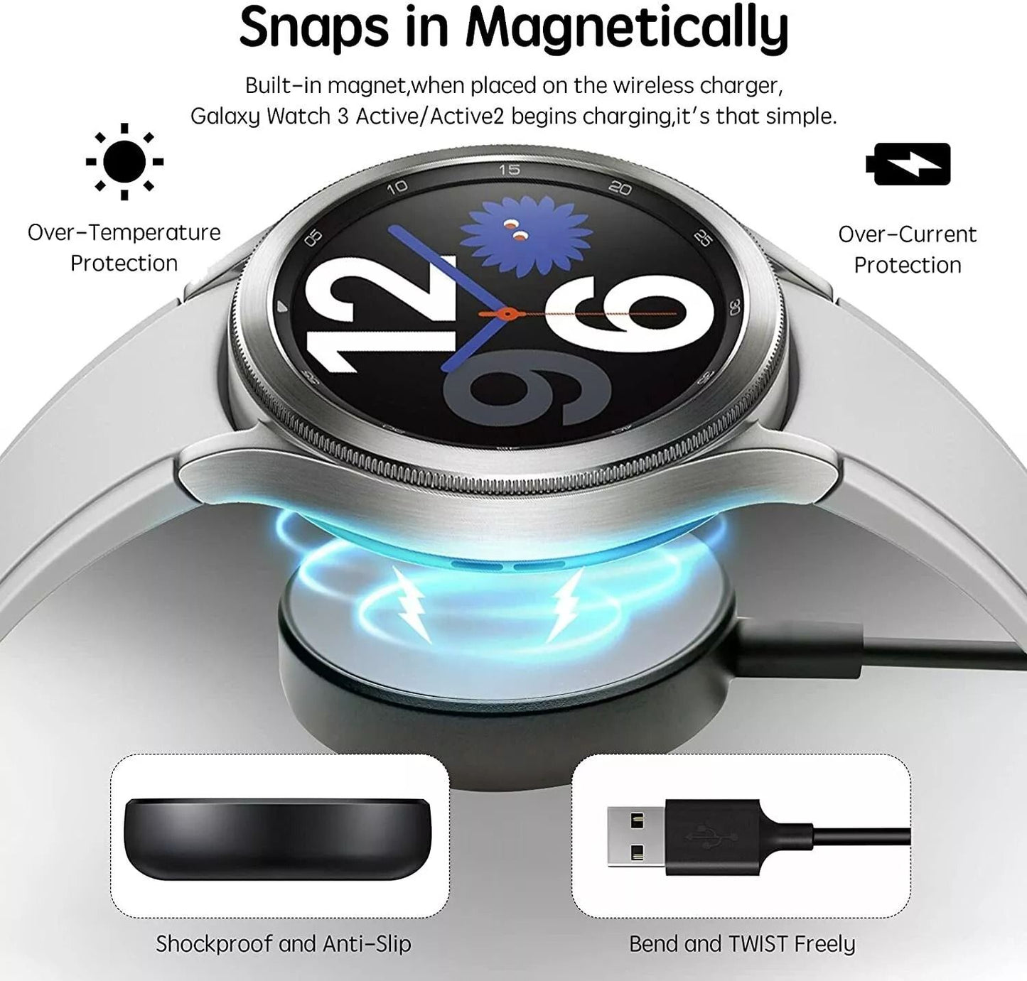 Wireless Magnetic Charger For Samsung Galaxy Watch 43Active 21  Fast Charging Dock For SMR840R850R5