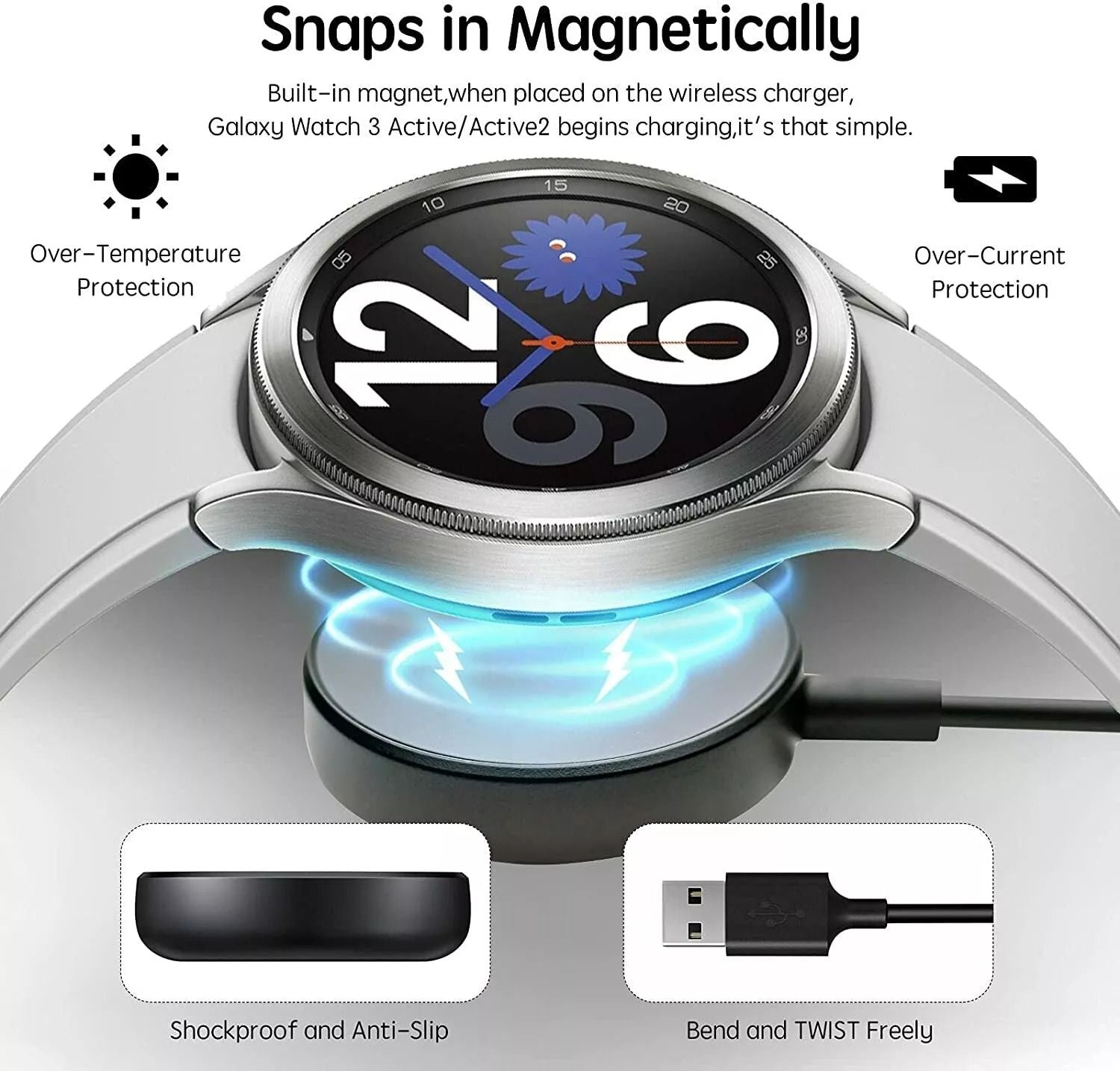 Wireless Magnetic Charger For Samsung Galaxy Watch 43Active 21  Fast Charging Dock For SMR840R850R5