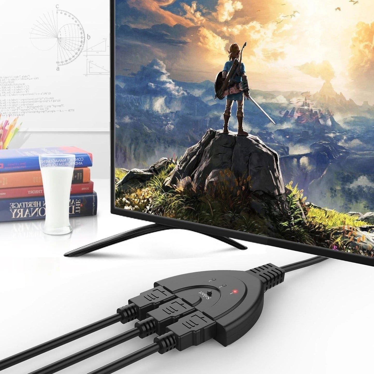 HDMI Switcher Hub Adapter, 3-Way 1080P Splitter for Gaming & HDTV (PS4, Xbox, Roku, Fire Stick)