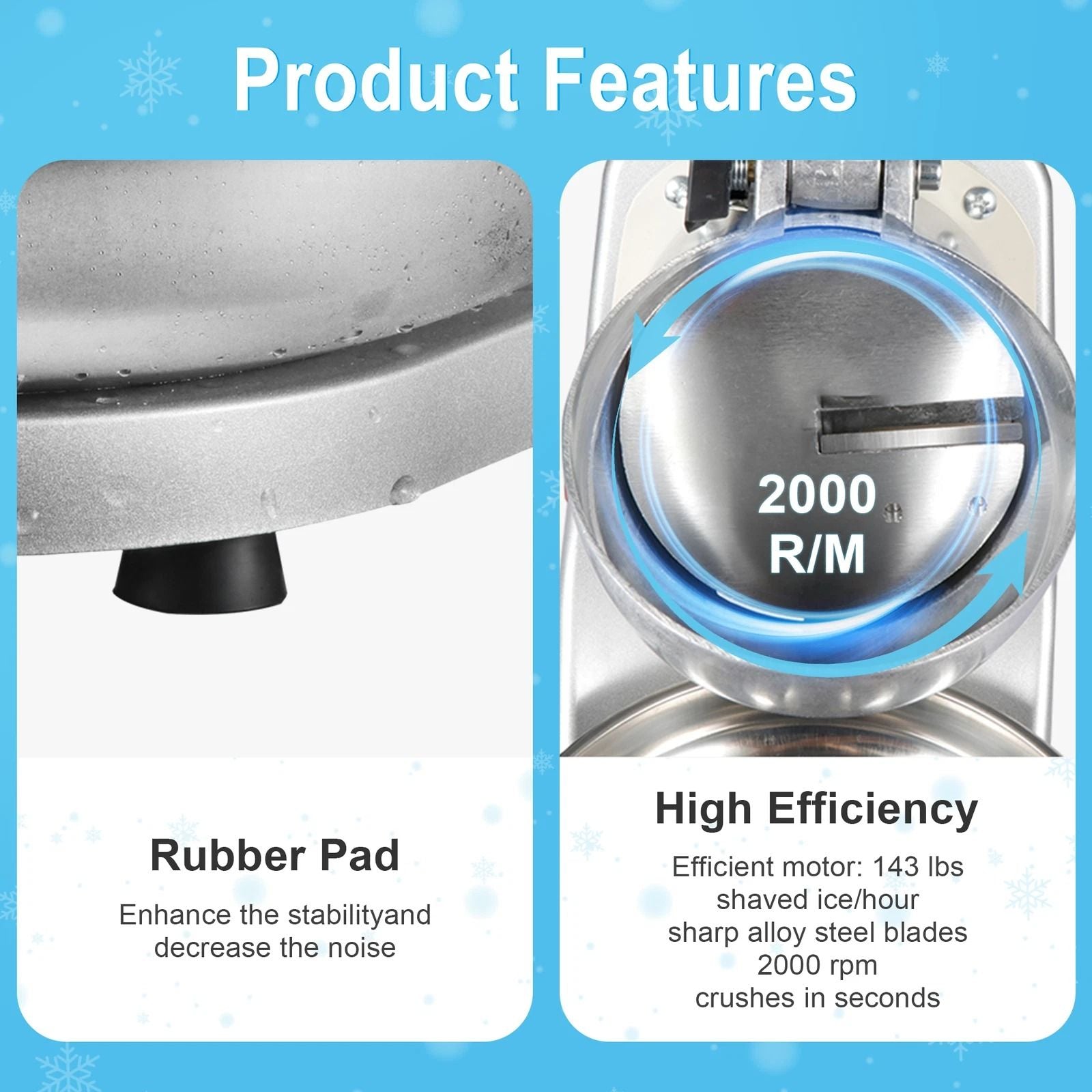 Electric Ice Shaver Machine  143 Lbshr HighCapacity Snow Cone Maker  Ice Crusher For Shaved Ice 12