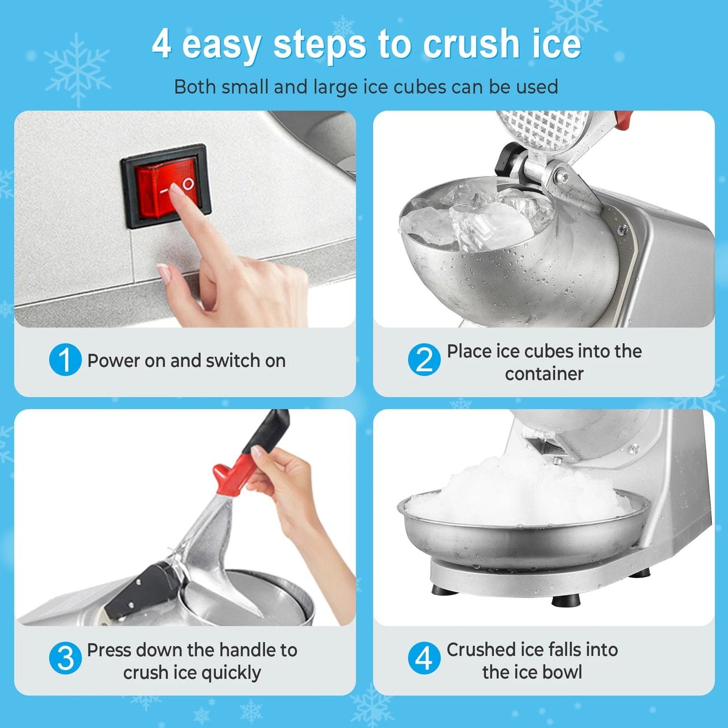 Electric Ice Shaver Machine  143 Lbshr HighCapacity Snow Cone Maker  Ice Crusher For Shaved Ice 13