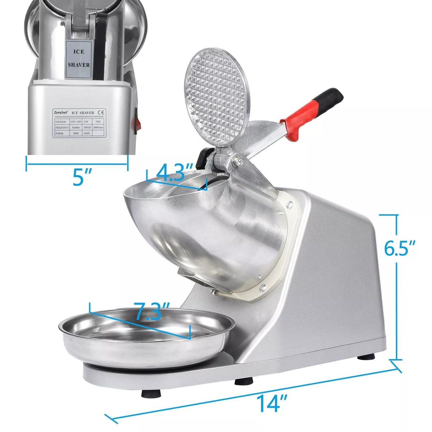Electric Ice Shaver Machine  143 Lbshr HighCapacity Snow Cone Maker  Ice Crusher For Shaved Ice 15