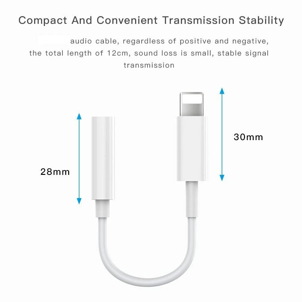 Lightning To 35mm Headphone Adapter For IPhone Aux Audio Dongle Cable Connector 4