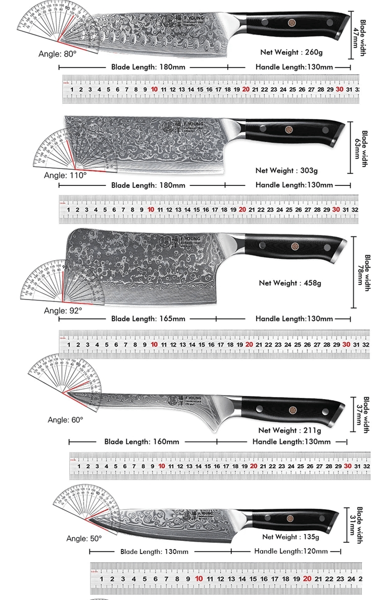 FYOUNG Damascus Steel Japanese Chef Knife  PrecisionCrafted For ProLevel Slicing 13