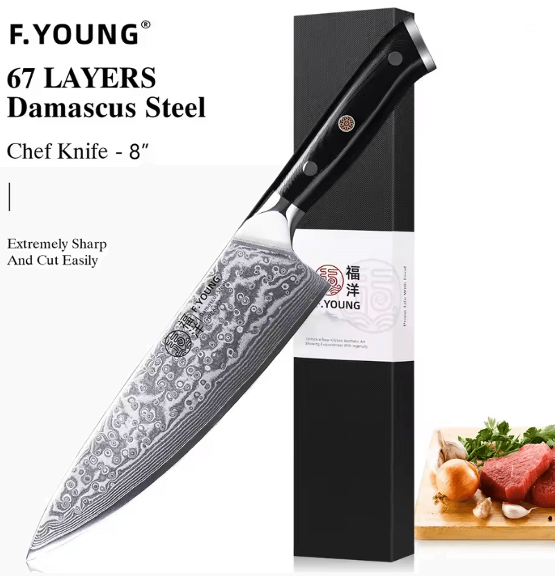 FYOUNG Damascus Steel Japanese Chef Knife  PrecisionCrafted For ProLevel Slicing 5