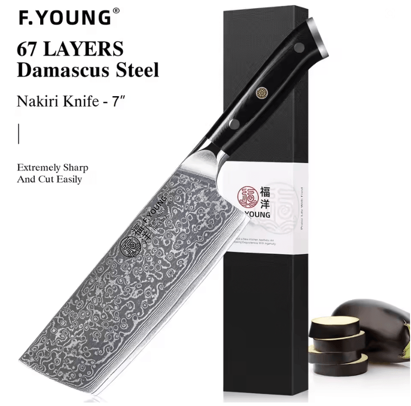 FYOUNG Damascus Steel Japanese Chef Knife  PrecisionCrafted For ProLevel Slicing 7