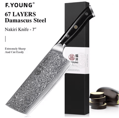 FYOUNG Damascus Steel Japanese Chef Knife  PrecisionCrafted For ProLevel Slicing 7