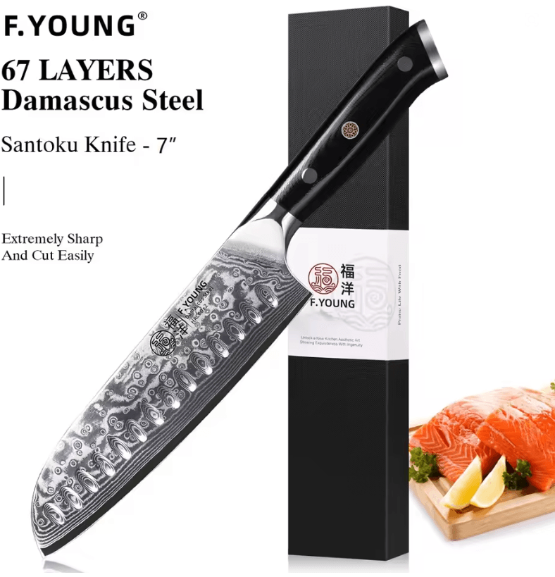 FYOUNG Damascus Steel Japanese Chef Knife  PrecisionCrafted For ProLevel Slicing 8
