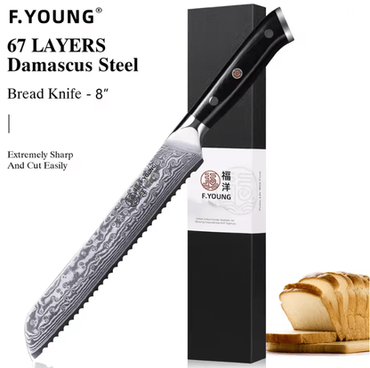 FYOUNG Damascus Steel Japanese Chef Knife  PrecisionCrafted For ProLevel Slicing 9