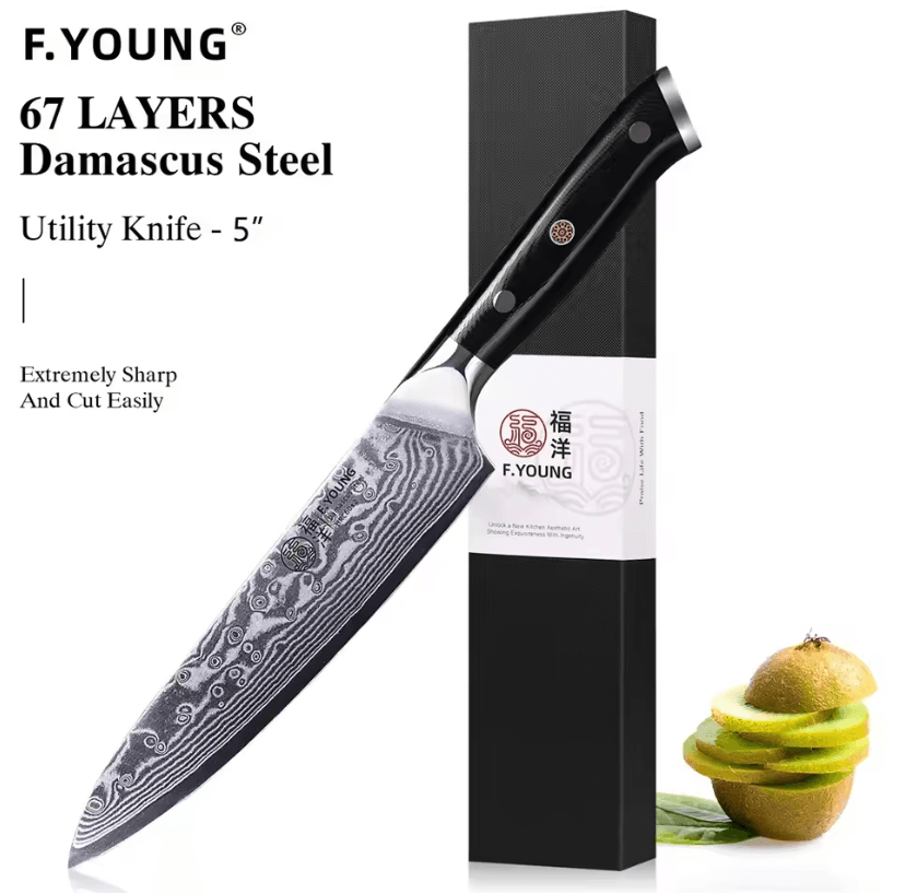 FYOUNG Damascus Steel Japanese Chef Knife  PrecisionCrafted For ProLevel Slicing 10
