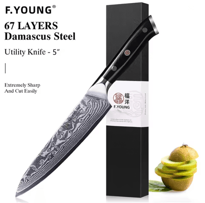 FYOUNG Damascus Steel Japanese Chef Knife  PrecisionCrafted For ProLevel Slicing 10