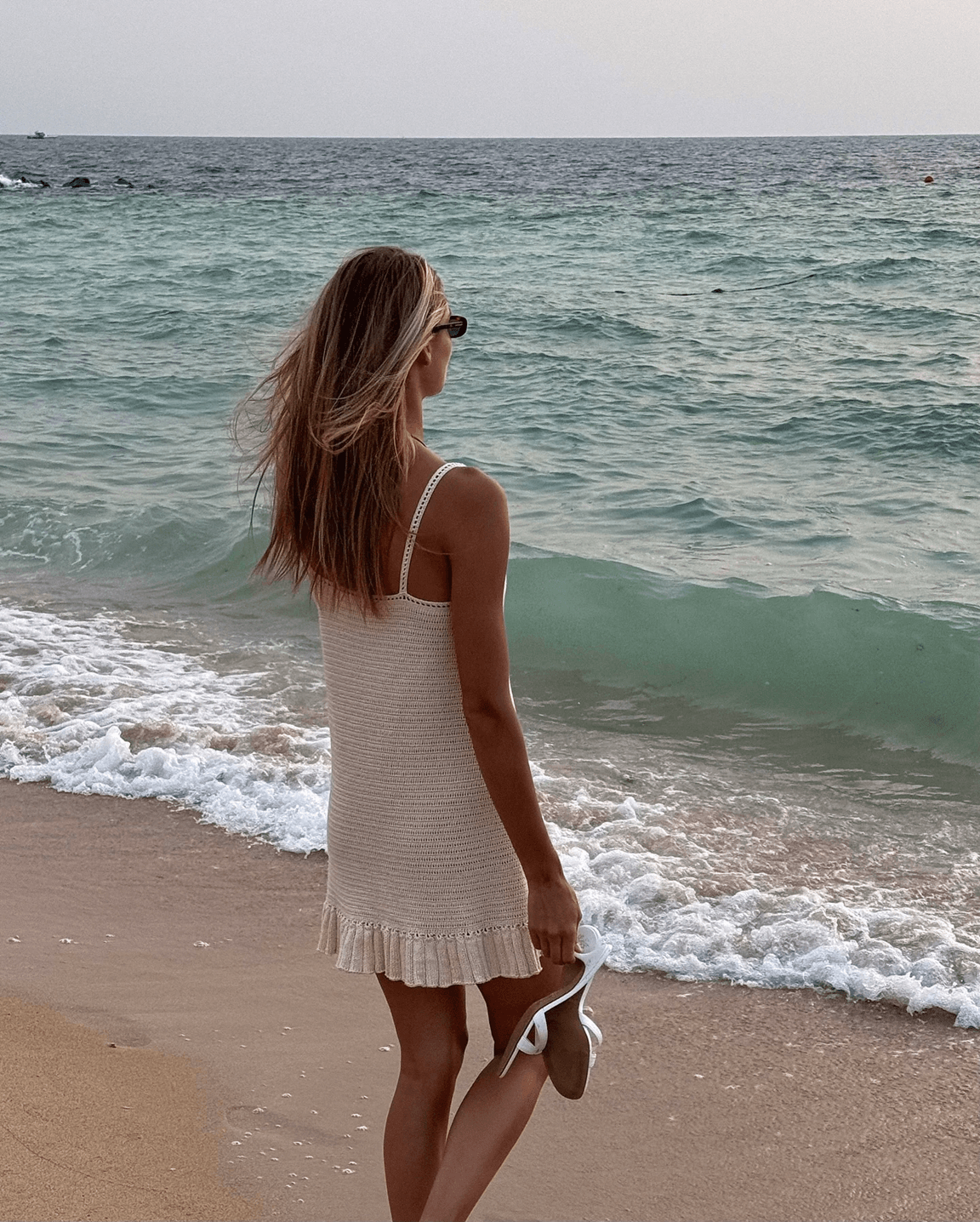 Crochet Halter Beach Mini Dress  Sexy Knit Swimsuit Cover Up For Vacation  Poolside Chic 1