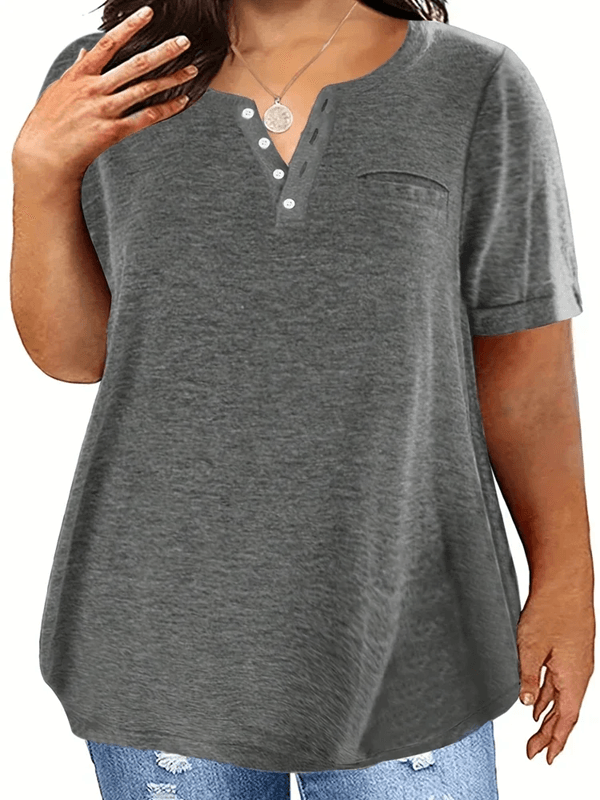 Plus Size VNeck Pocket TShirt  Casual Loose Fit Top For Women 1XL To 8XL 4