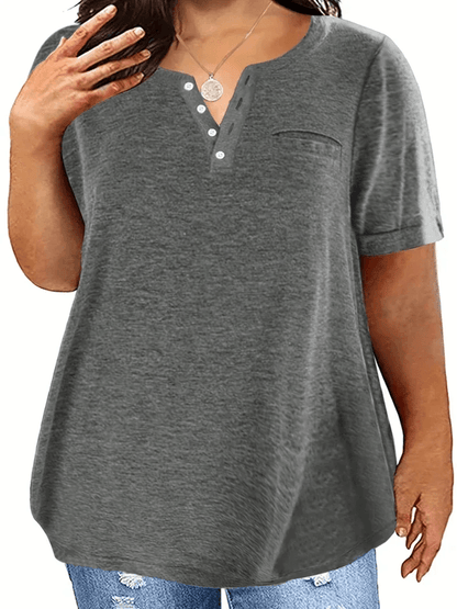 Plus Size VNeck Pocket TShirt  Casual Loose Fit Top For Women 1XL To 8XL 4