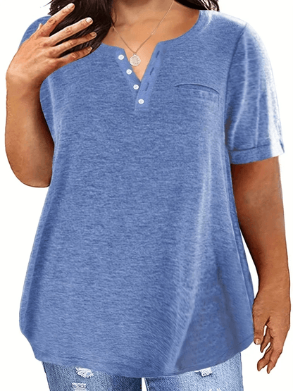 Plus Size VNeck Pocket TShirt  Casual Loose Fit Top For Women 1XL To 8XL 2