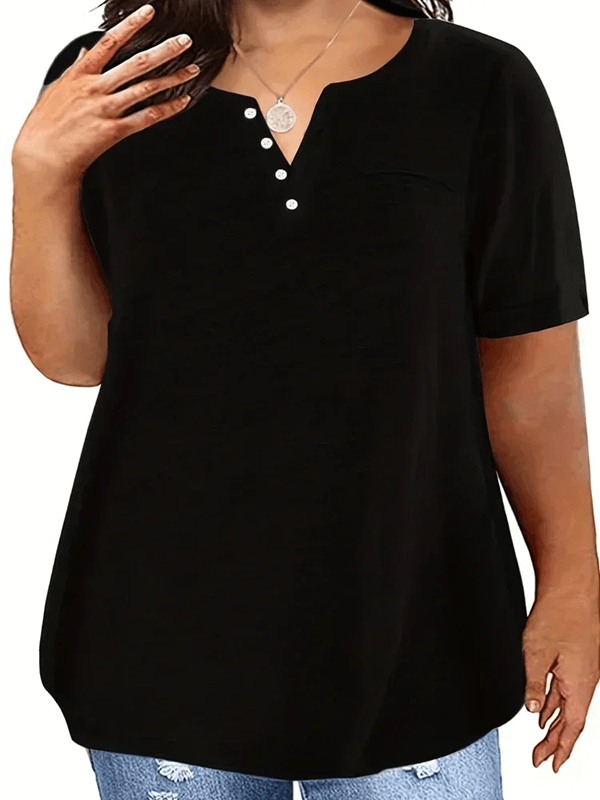 Plus Size VNeck Pocket TShirt  Casual Loose Fit Top For Women 1XL To 8XL 1