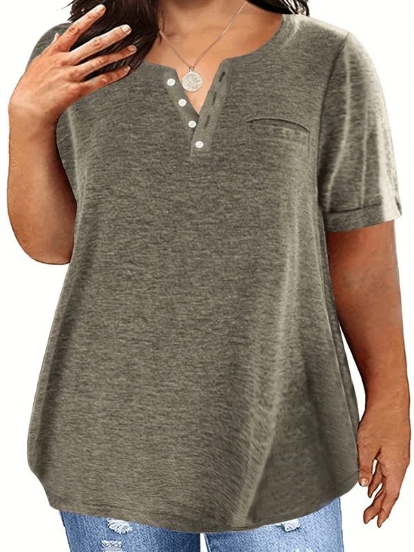 Plus Size VNeck Pocket TShirt  Casual Loose Fit Top For Women 1XL To 8XL 3