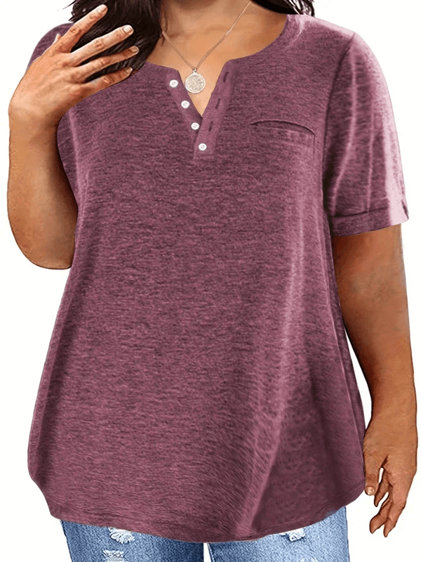 Plus Size VNeck Pocket TShirt  Casual Loose Fit Top For Women 1XL To 8XL 5
