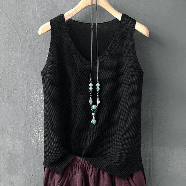 Knitted Sleeveless VNeck Blouse  Lightweight Summer Top For Women 2