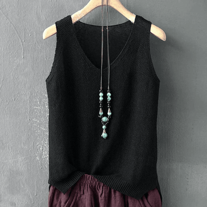 Knitted Sleeveless VNeck Blouse  Lightweight Summer Top For Women 2