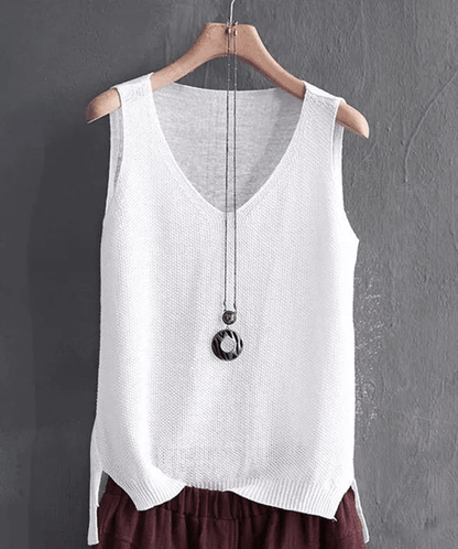 Knitted Sleeveless VNeck Blouse  Lightweight Summer Top For Women 3