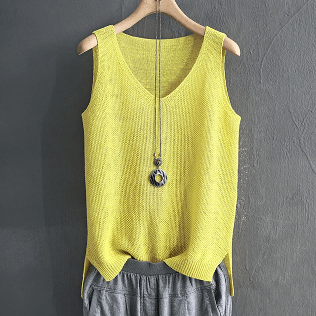 Knitted Sleeveless VNeck Blouse  Lightweight Summer Top For Women 5