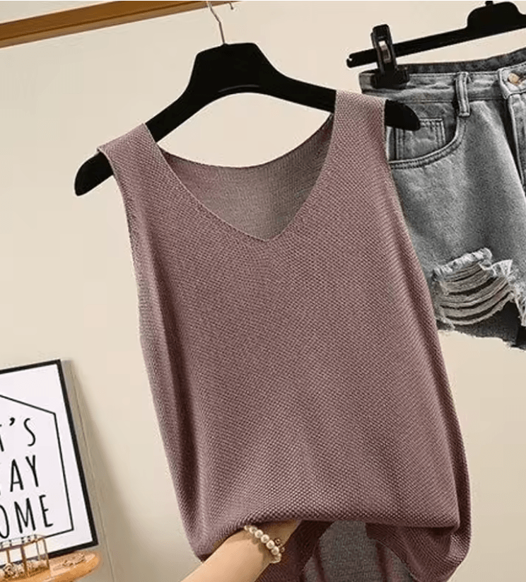 Knitted Sleeveless VNeck Blouse  Lightweight Summer Top For Women 7