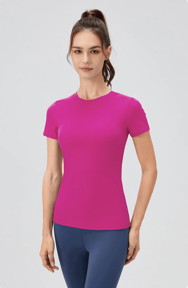 Quick Dry Yoga Workout Shirt – Fitted Sports Tee for Womens Running and Gym Training