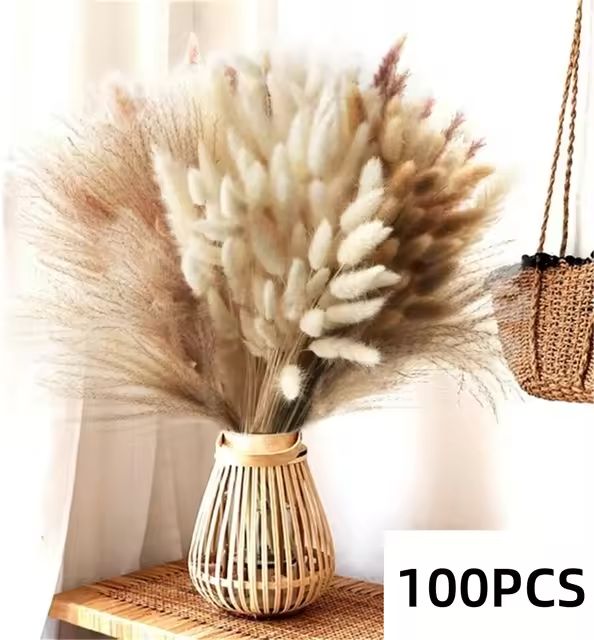 Natural Dried Pampas Grass Bouquet  Boho Bunny Tail Flowers For Home Wedding And Vase Decor 8