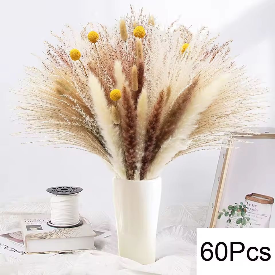 Natural Dried Pampas Grass Bouquet  Boho Bunny Tail Flowers For Home Wedding And Vase Decor 10