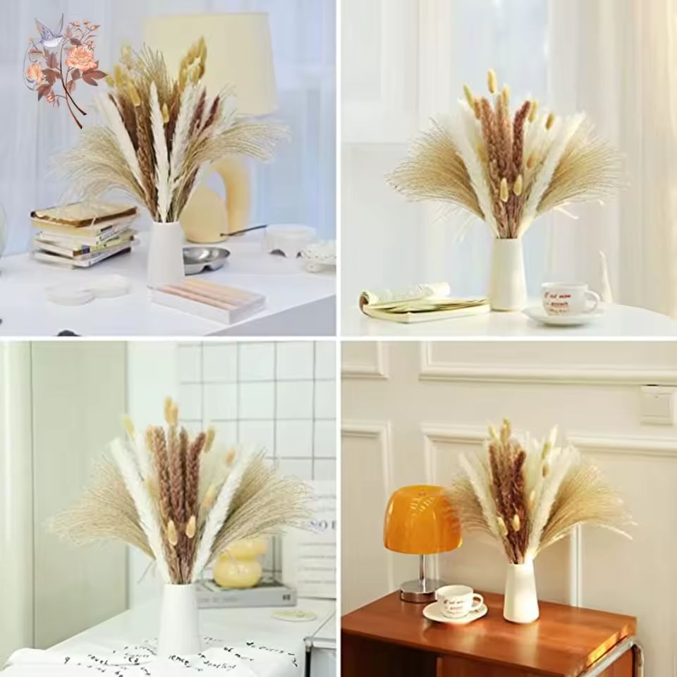 Natural Dried Pampas Grass Bouquet  Boho Bunny Tail Flowers For Home Wedding And Vase Decor 5