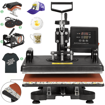 Heat Press Machine For TShirts Combo Kit Sublimation Swing Away Multifunctional TShirt Printing Pre