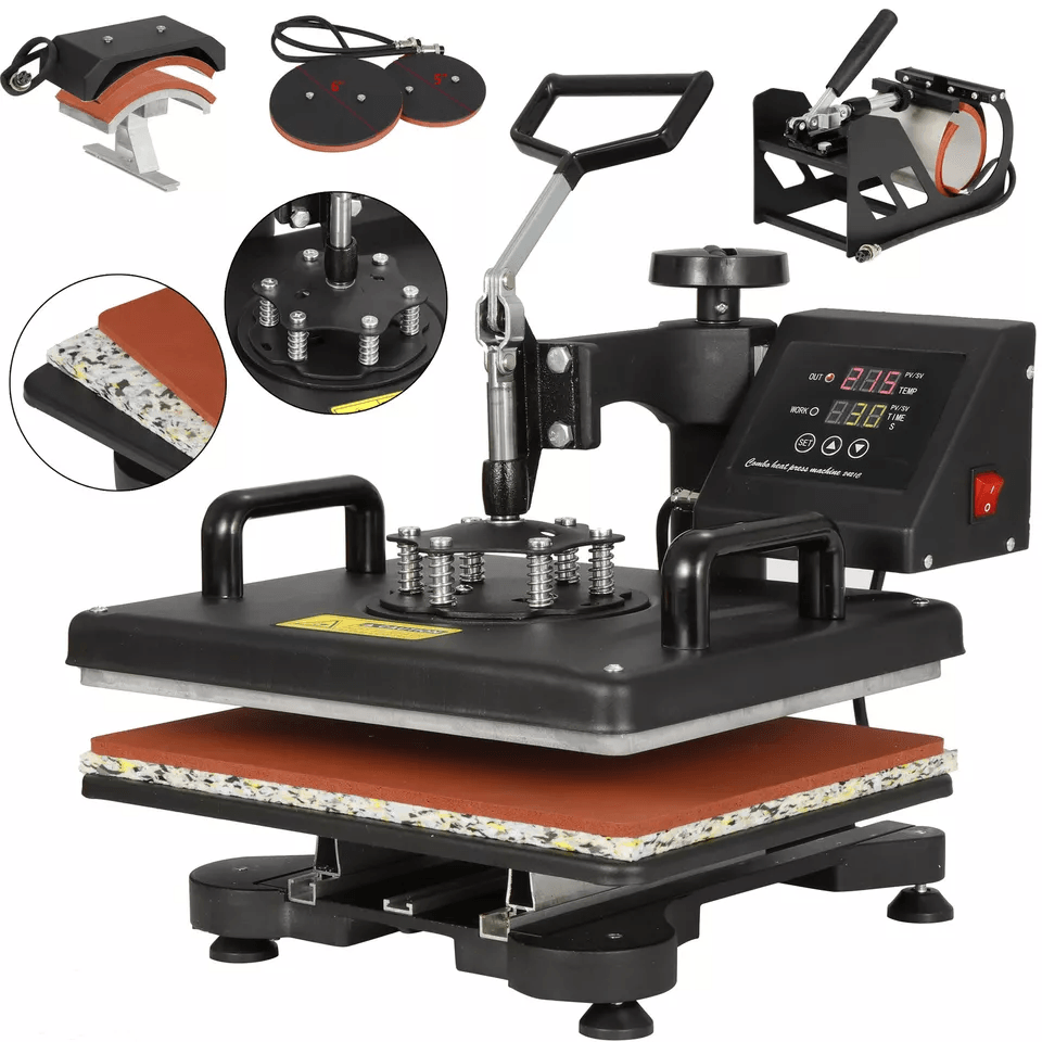 Heat Press Machine For TShirts Combo Kit Sublimation Swing Away Multifunctional TShirt Printing Pre