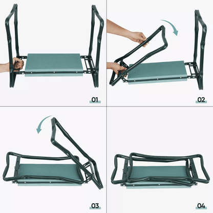Folding Garden Kneeler Bench Soft Cushion Seat Pad With Tool Pouch Heavy Duty Steel Kneeling Bench  4