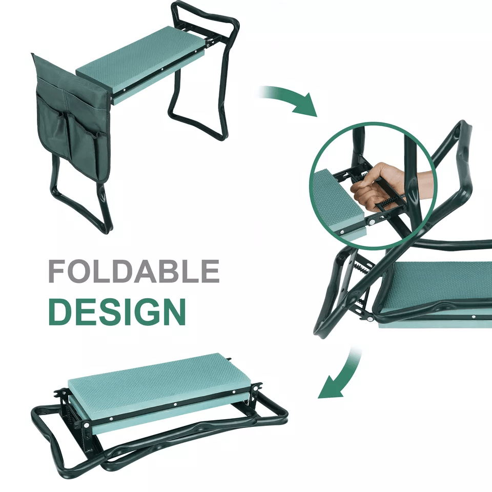 Folding Garden Kneeler Bench Soft Cushion Seat Pad With Tool Pouch Heavy Duty Steel Kneeling Bench  3