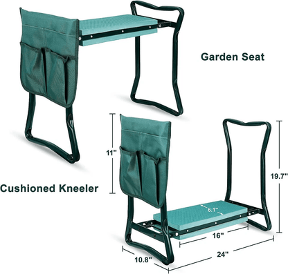 Folding Garden Kneeler Bench Soft Cushion Seat Pad With Tool Pouch Heavy Duty Steel Kneeling Bench  2