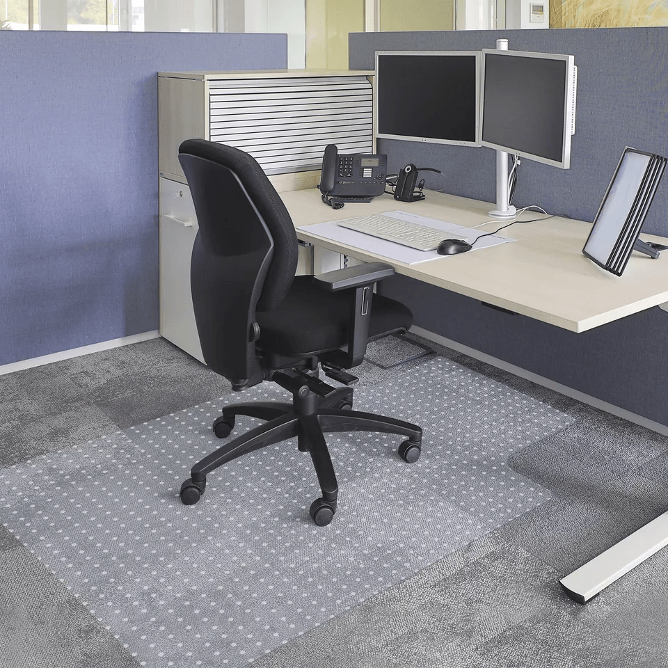 Heavy Duty PVC Home Office Thicken Chair Mat Rectangular Lip Design With Studded Back For Carpet Pr 2