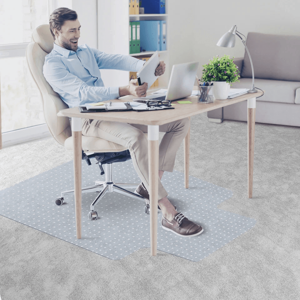 Heavy Duty PVC Home Office Thicken Chair Mat Rectangular Lip Design With Studded Back For Carpet Pr 1