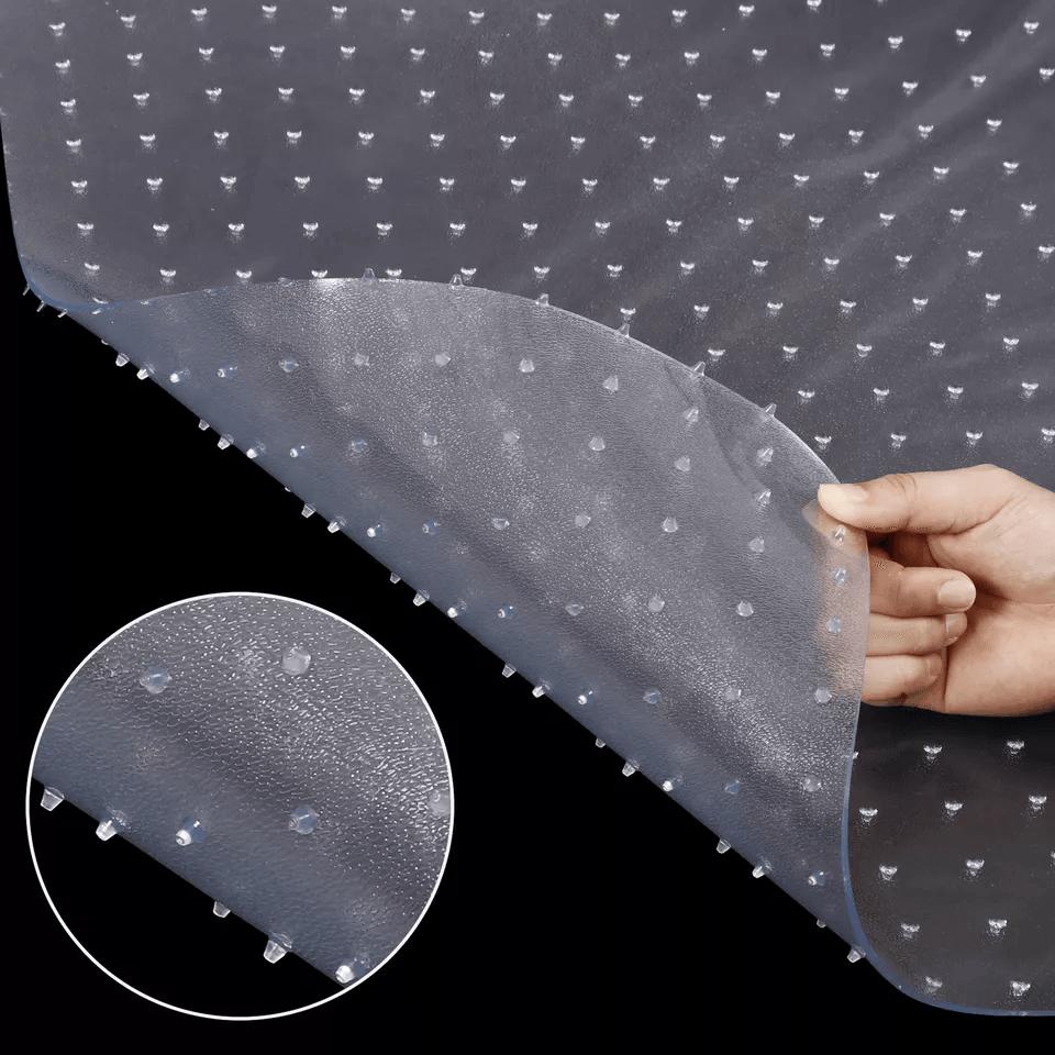 Heavy Duty PVC Home Office Thicken Chair Mat Rectangular Lip Design With Studded Back For Carpet Pr 7