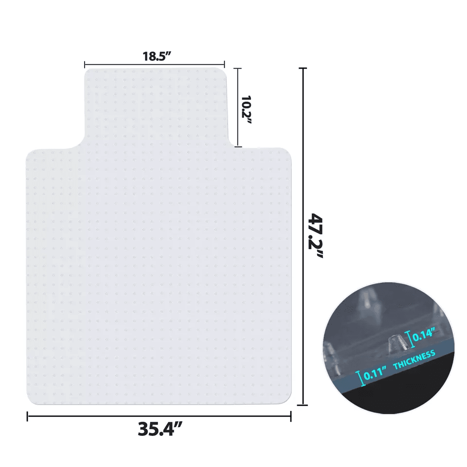 Heavy Duty PVC Home Office Thicken Chair Mat Rectangular Lip Design With Studded Back For Carpet Pr 14