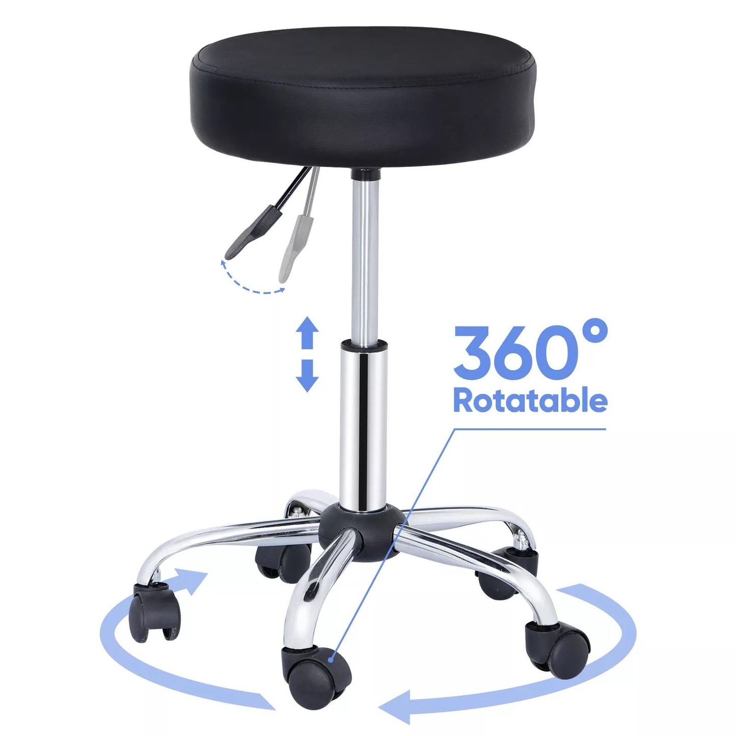 Adjustable Hydraulic Salon Stool PU Leather Round Rolling Chair With 360 Swivel Casters For Tattoo  4