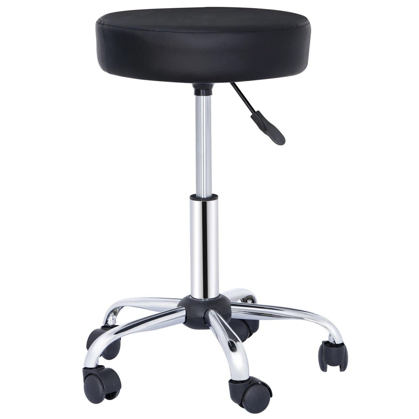 Adjustable Hydraulic Salon Stool PU Leather Round Rolling Chair with 360° Swivel Casters for Tattoo, Barber & Beauty