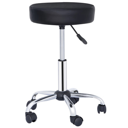 Adjustable Hydraulic Salon Stool PU Leather Round Rolling Chair with 360° Swivel Casters for Tattoo, Barber & Beauty