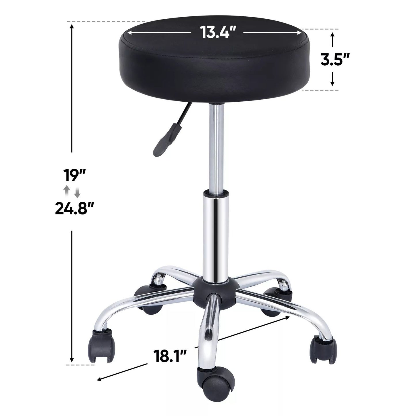 Adjustable Hydraulic Salon Stool PU Leather Round Rolling Chair With 360 Swivel Casters For Tattoo  10