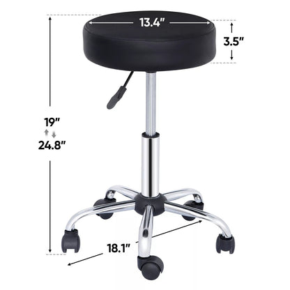Adjustable Hydraulic Salon Stool PU Leather Round Rolling Chair With 360 Swivel Casters For Tattoo  10