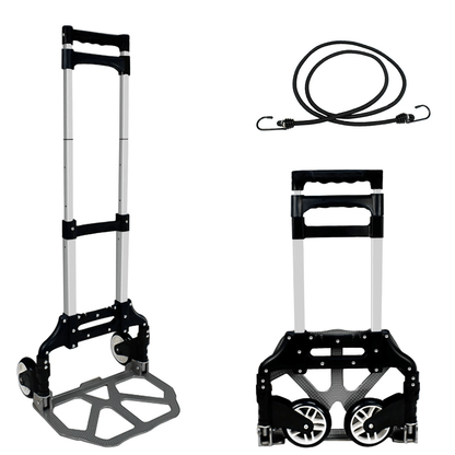Folding Aluminium Luggage Cart & Hand Truck, Telescopic Handle, Black Bungee Cord