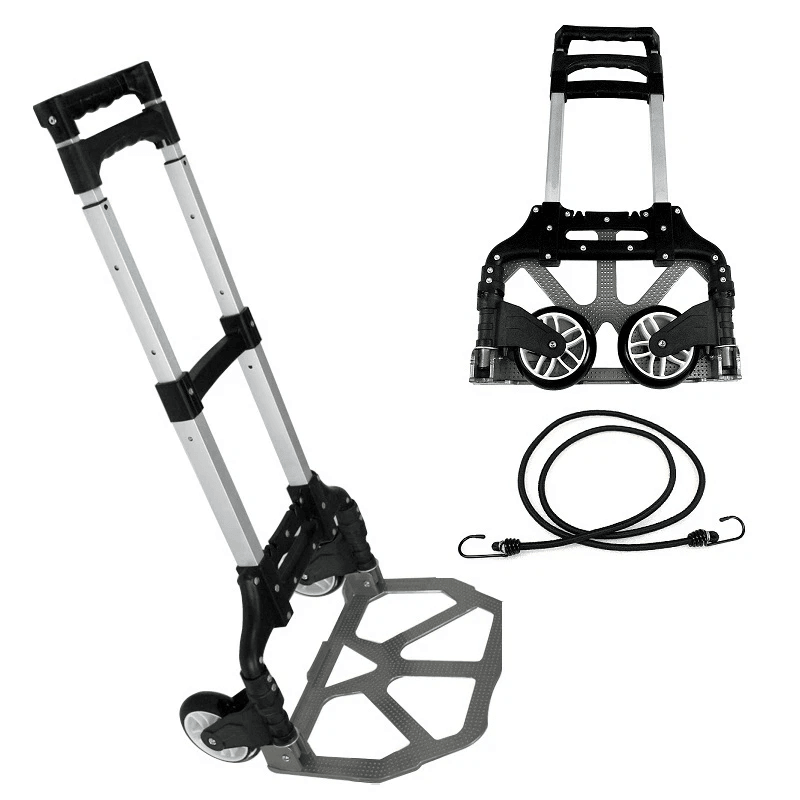 Folding Aluminium Luggage Cart  Hand Truck Telescopic Handle Black Bungee Cord 3