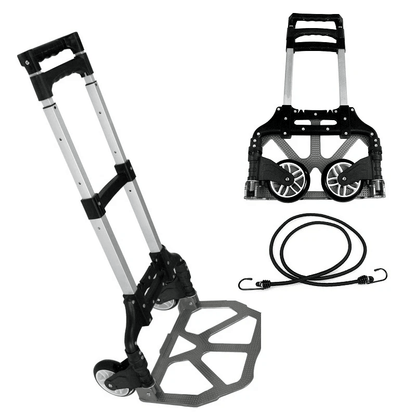 Folding Aluminium Luggage Cart  Hand Truck Telescopic Handle Black Bungee Cord 3