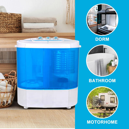 10lbs Mini Washing Machine  Compact Twin Tub Portable Washer  SpinDryer For Small Spaces 3